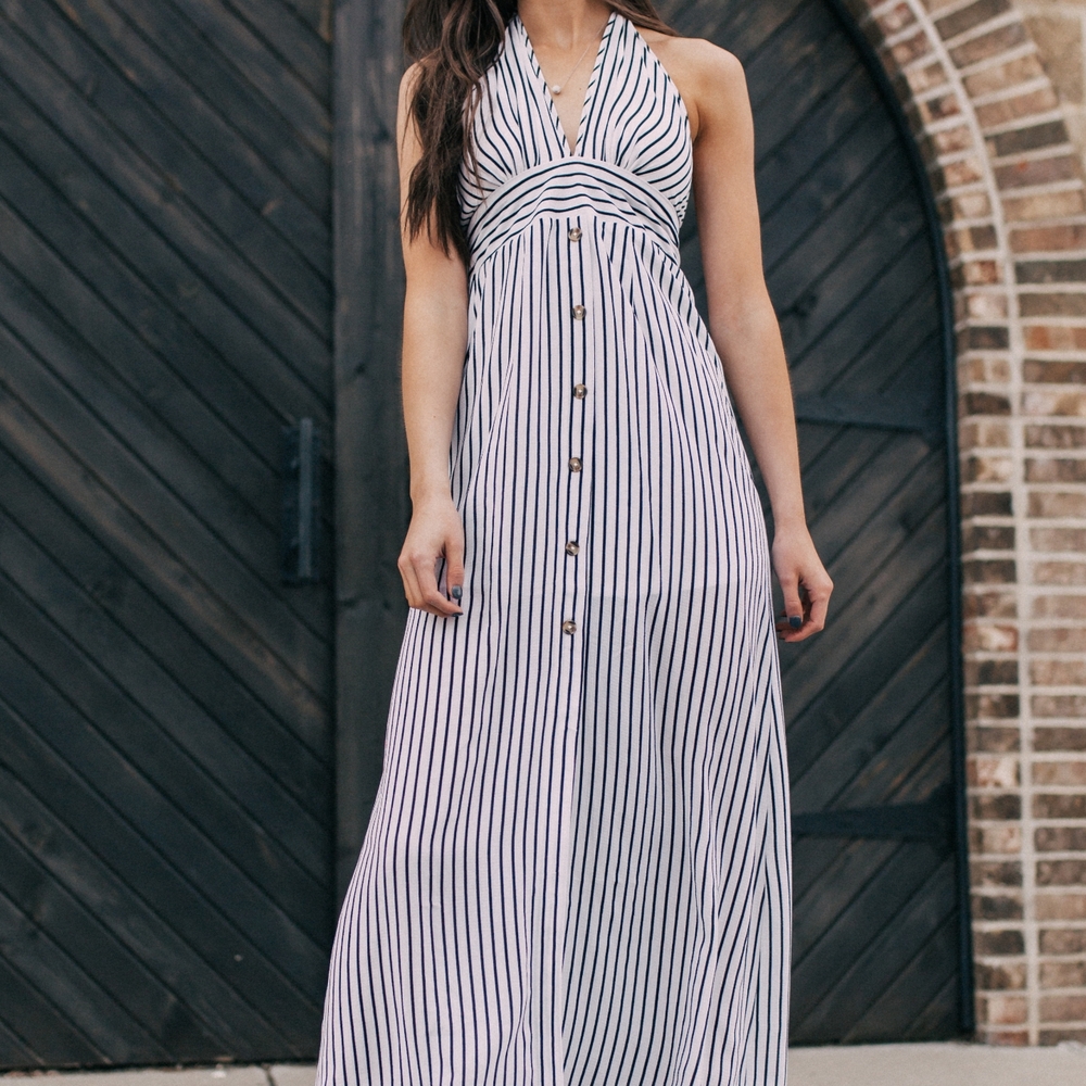 Striped Halter Maxi Dress